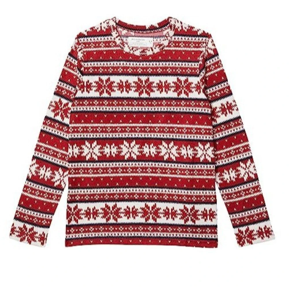 Abercrombie Holiday Snit Pajama Kids 11-12 Red Aztec Long Sleeve Pullover GBO190